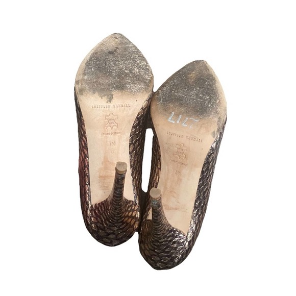 LOEFFLER RANDALL Rose Gold Snakeskin Pumps Heels 7.5 US Made in Italy - Picture 4 of 6